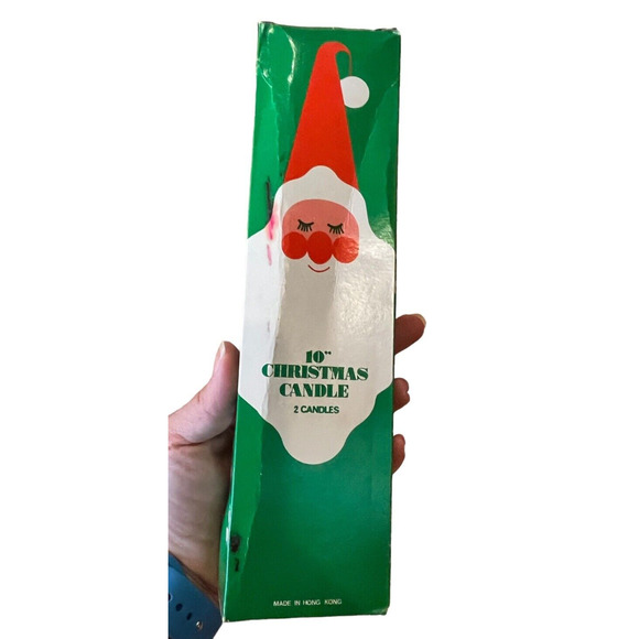 2 NOS Vintage 10" Santa Claus 3d Design Christmas Novelty Taper Candles - Picture 4 of 4